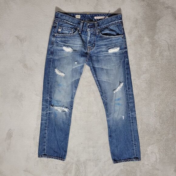 Adriano Goldschmied Ex Boyfriend Crop Distressed Blue Sz 24R - Picture 1 of 14